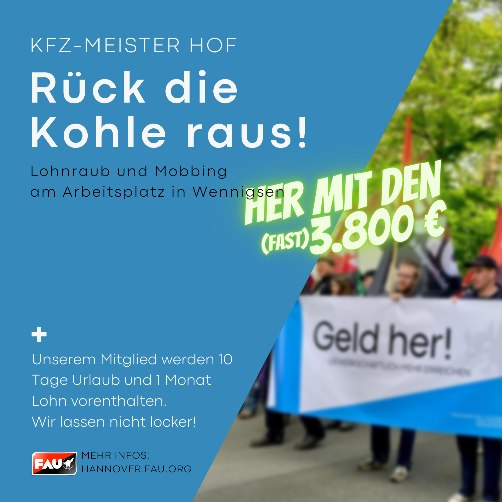 Kfz-Meister Hof, rück die Kohle raus!