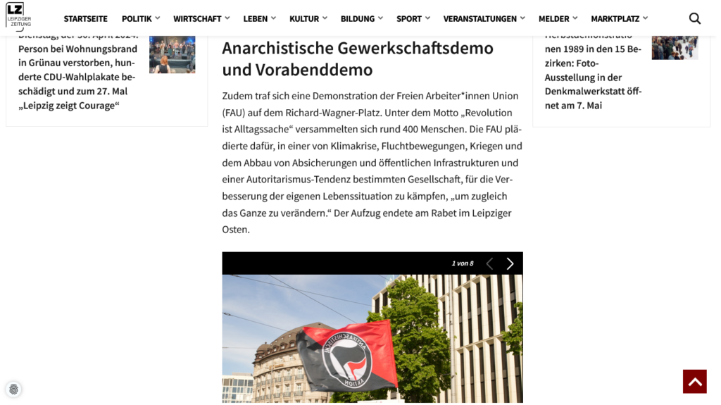 Leipziger Zeitung – „Mittwoch, der 1. Mai 2024: Arbeiter*innenkampftag in Leipzig und bundesweit und durchwachsene Bilanz für das Deutschlandticket“ (01.05.2024)