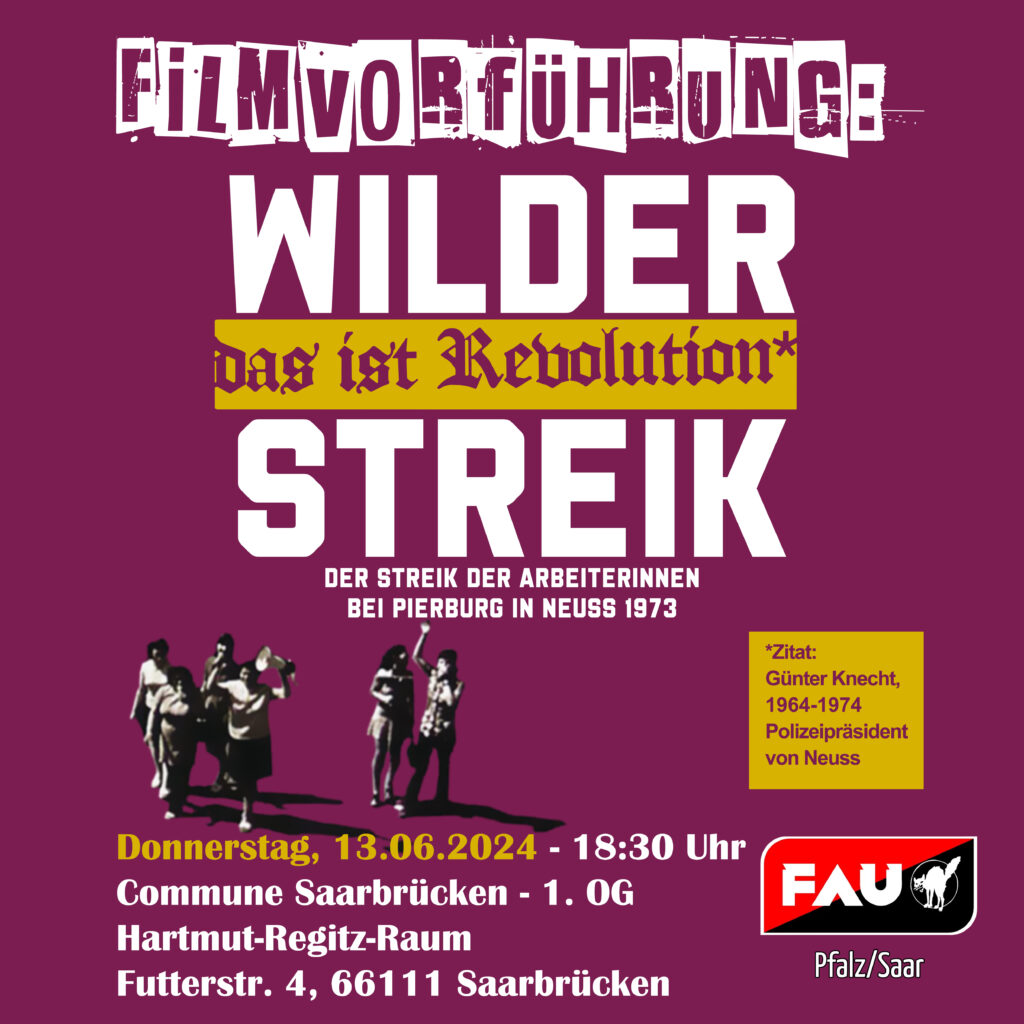 Filmvorführung: „Wilder Streik – Der Streik der Arbeiterinnen bei Pierburg in Neuss 1973“