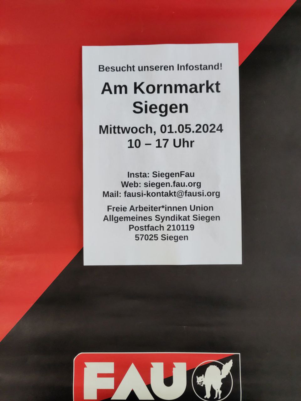 Infostand am 01.05.2024 am Kornmarkt