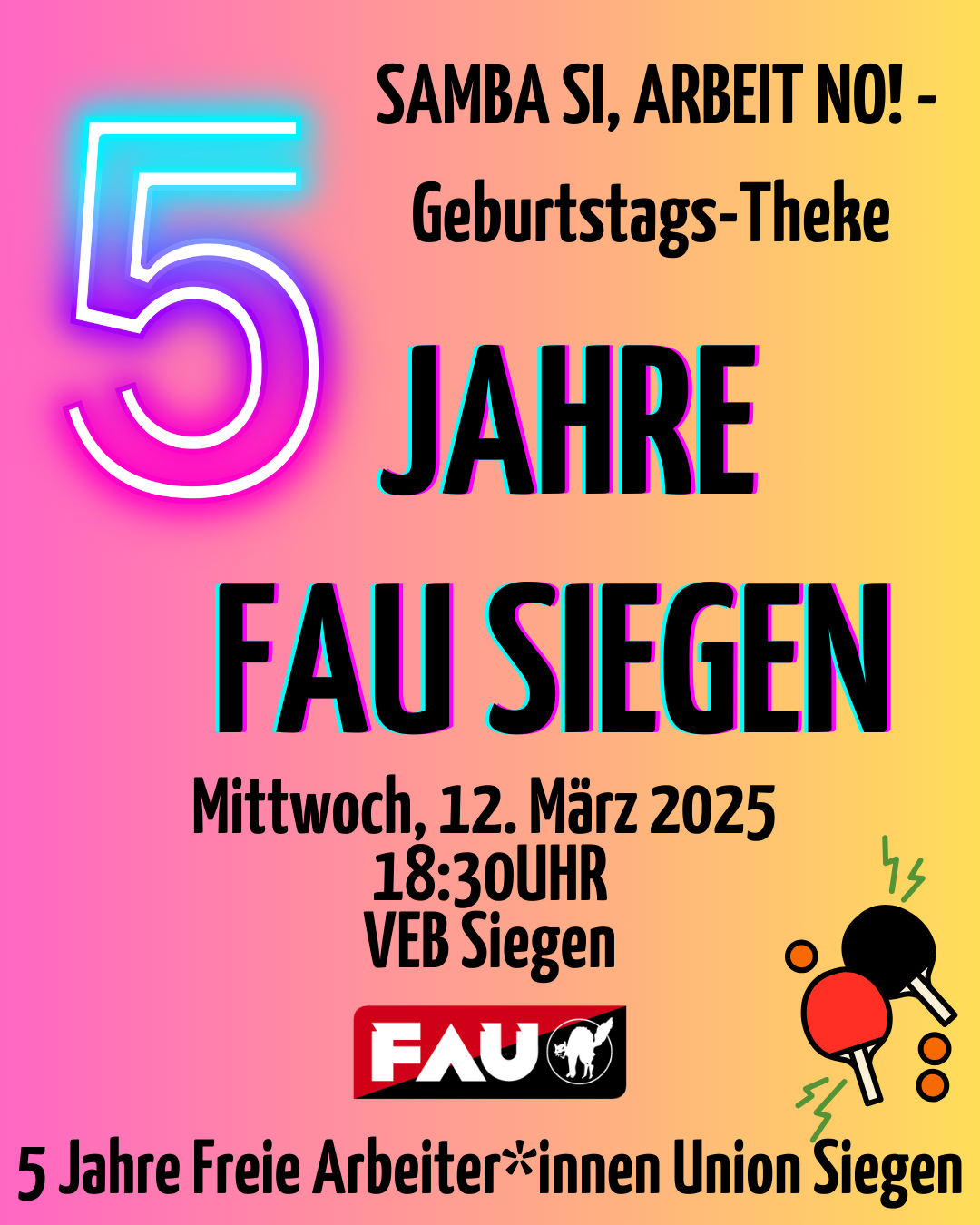 5JahresSause: Geburtstagstheke am 12.03.2025