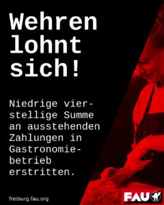 Wehren lohnt sich!  Niedrige vierstellige Summe an ausstehenden Zahlungen in Gastronomiebetrieb erstritten.