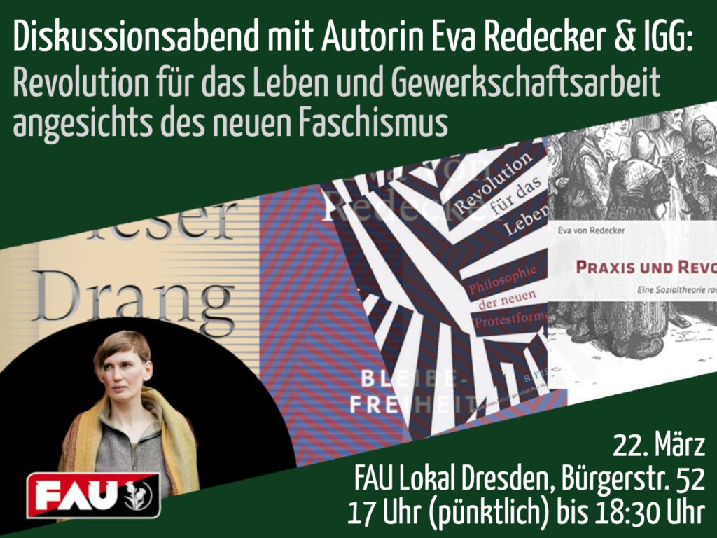 22.3., Dresden: Diskussionsabend IGG & Autorin Eva Redecker