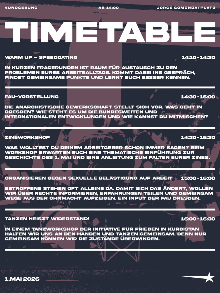 Workshop-Programm am anarchistischen 1. Mai 2026