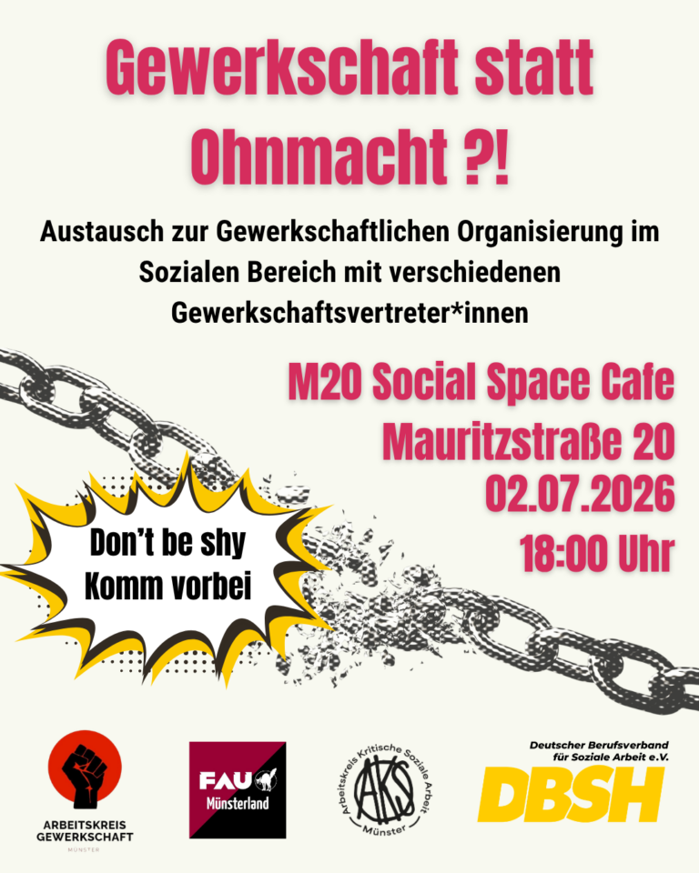 FAU Münsterland bei der Austauschrunde zu Gewerkschaftlicher Organisierung im Sozialen Bereich
