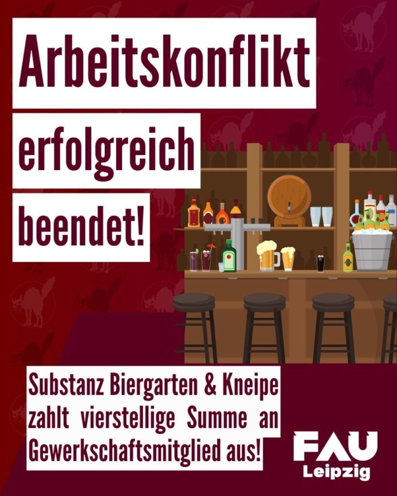Substanz Biergarten & Kneipe zahlt vierstellige Summe an Gewerkschaftsmitglied aus!